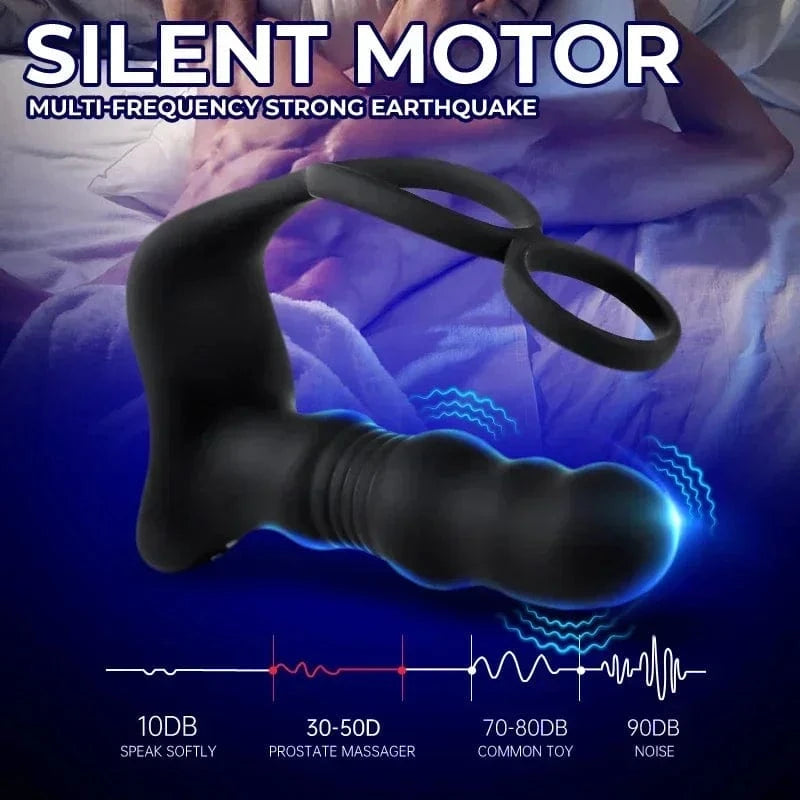 Massager Masturbation 9 Frequency Remote Control Anal Vibrator with Cock Ring - Lurevibe