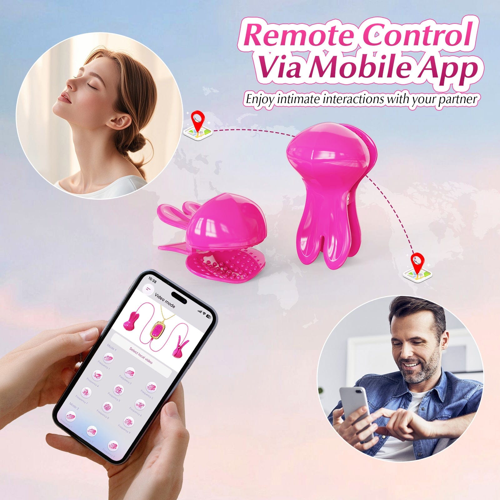 Rabbit Neck-hanging Nipple Clamps Vibrator With APP Control For Couple - Lurevibe