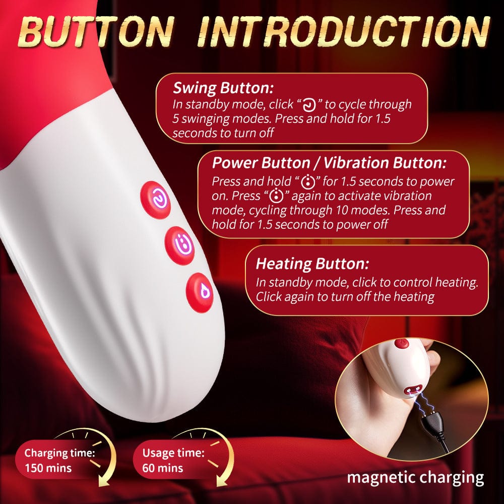 4 In 1 Rose Tongue Swing Vibrating G-Spot Clitoral Stimulation Dildo Machine - Lurevibe