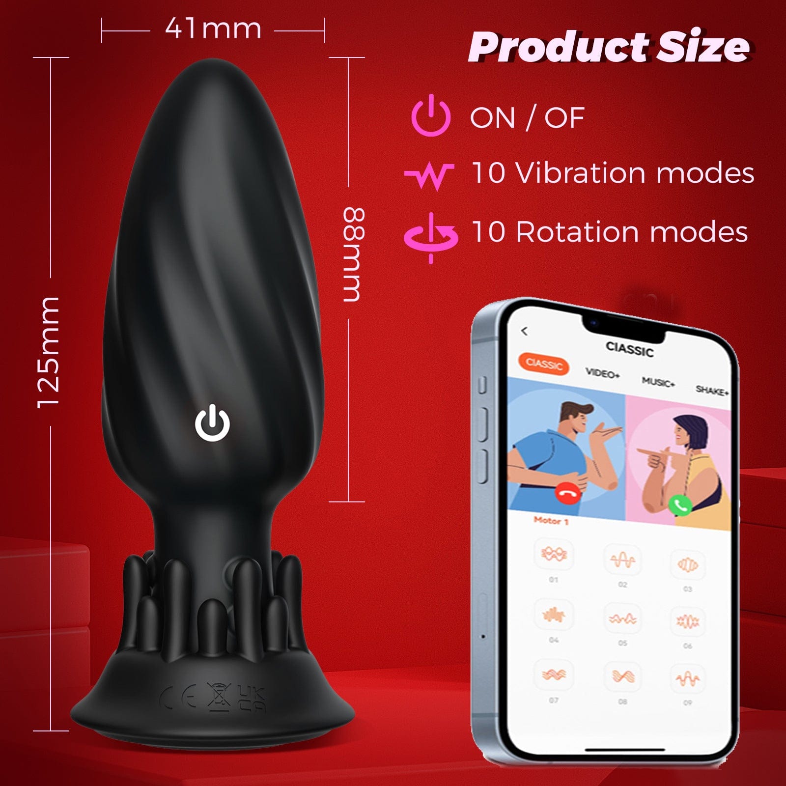 APP - Controlled Rotating Anal Plug  9 Modes Waterproof  Quiet - Lurevibe