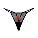 "Love" Red Lips Sexy Embroidery Mesh Women Thong with Diamonds - Lurevibe