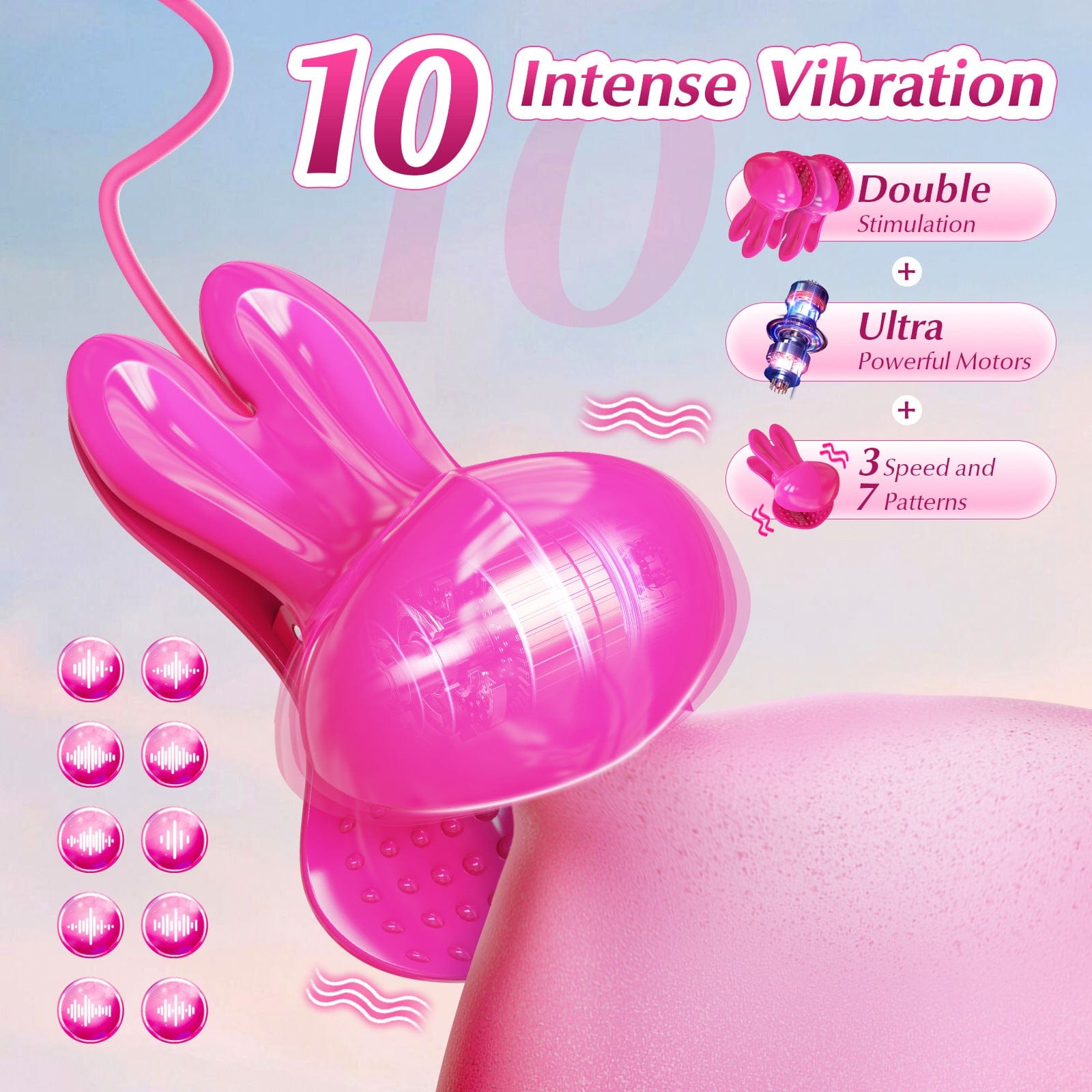 Rabbit Neck-hanging Nipple Clamps Vibrator With APP Control For Couple - Lurevibe
