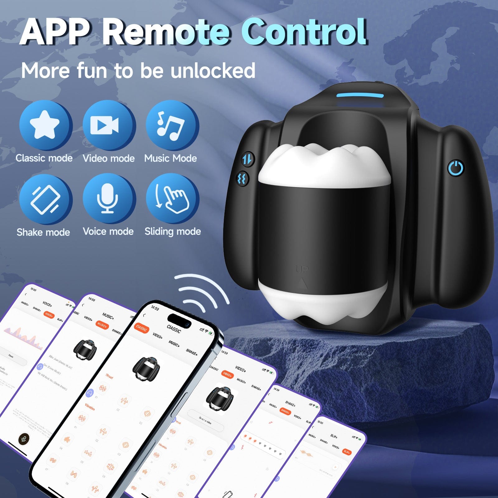 APP Controlled Male Masturbation Cup 10 Vibration Modes 3 Thrusting Speeds  Telescopic - Lurevibe