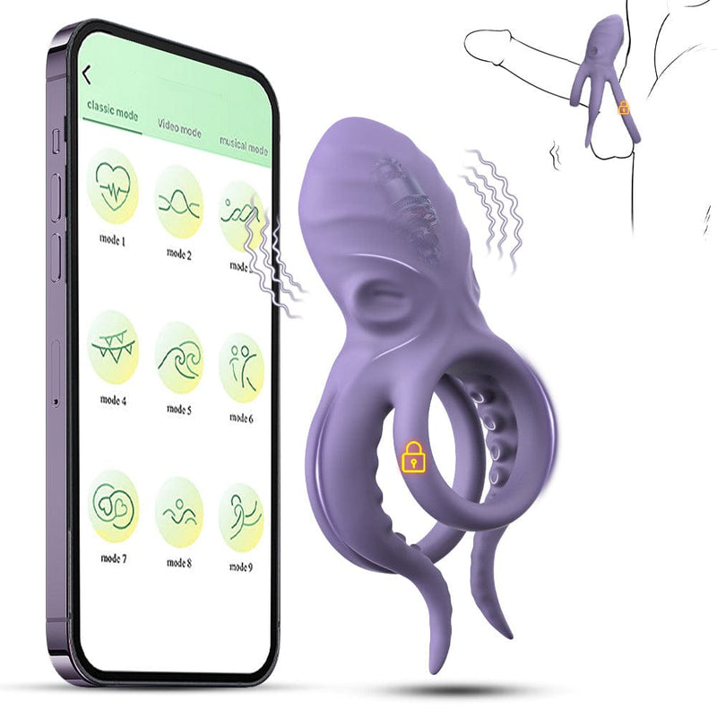 Octopus Lock Delayed Ejaculation Penis Ring Wireless APP