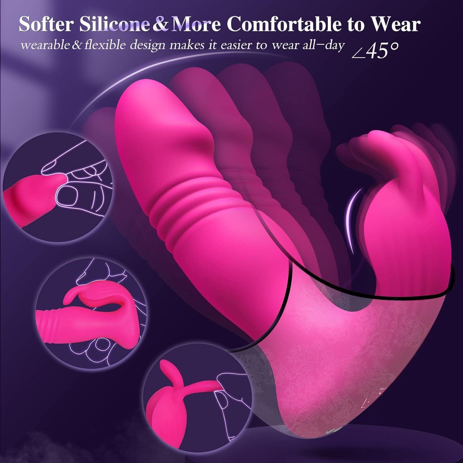 3 In 1 Bunny Wearable Thrusting G Spot Vibrator App Remote Control - Lurevibe