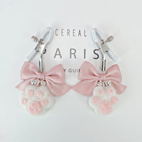 Cute Bow Plush Cat Claw Nipple Clamps With Bells