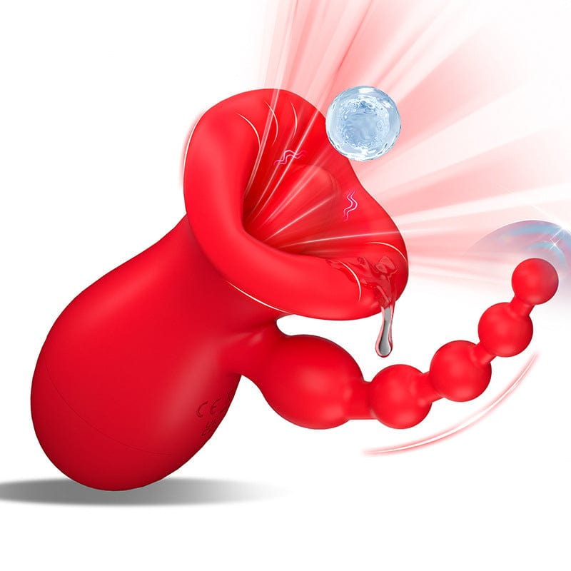 Big Mouth Clitoris Suction Anal Bead Vibrator with 10 Tongue Licking Modes - Lurevibe