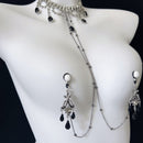 Exquisite Black Gem Diamond Choker with Nipple Clamps - Lurevibe
