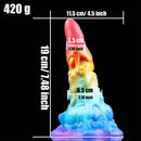 AIMITEX 7.48-inch Rainbow Ice Cream Liquid Silicone Fantasy Dildo Masturbation Massager - Lurevibe