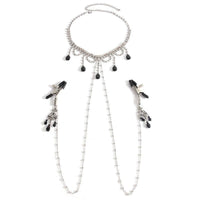 Exquisite Black Gem Diamond Choker with Nipple Clamps - Lurevibe