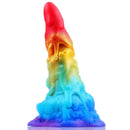 AIMITEX 7.48-inch Rainbow Ice Cream Liquid Silicone Fantasy Dildo Masturbation Massager - Lurevibe