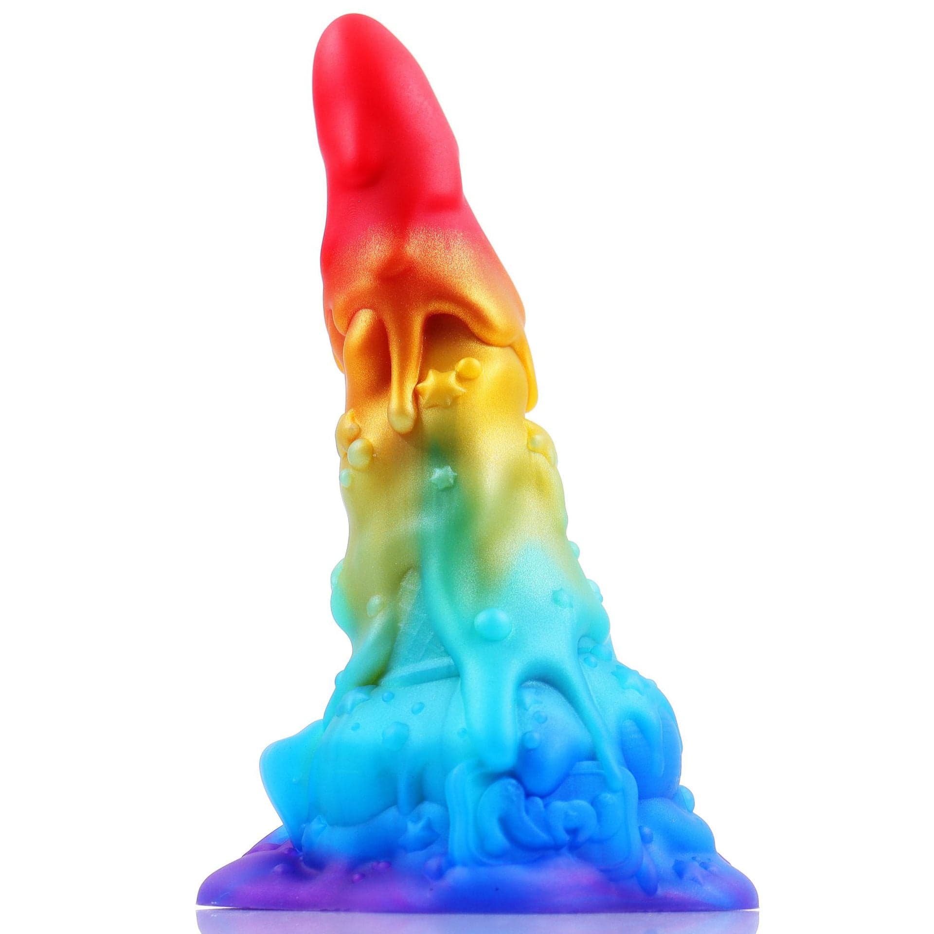 AIMITEX 7.48-inch Rainbow Ice Cream Liquid Silicone Fantasy Dildo Masturbation Massager - Lurevibe