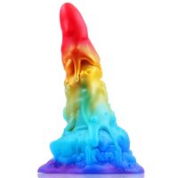 AIMITEX 7.48-inch Rainbow Ice Cream Liquid Silicone Fantasy Dildo Masturbation Massager - Lurevibe