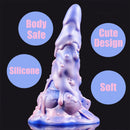 AIMITEX 7.48-inch Rainbow Ice Cream Liquid Silicone Fantasy Dildo Masturbation Massager - Lurevibe