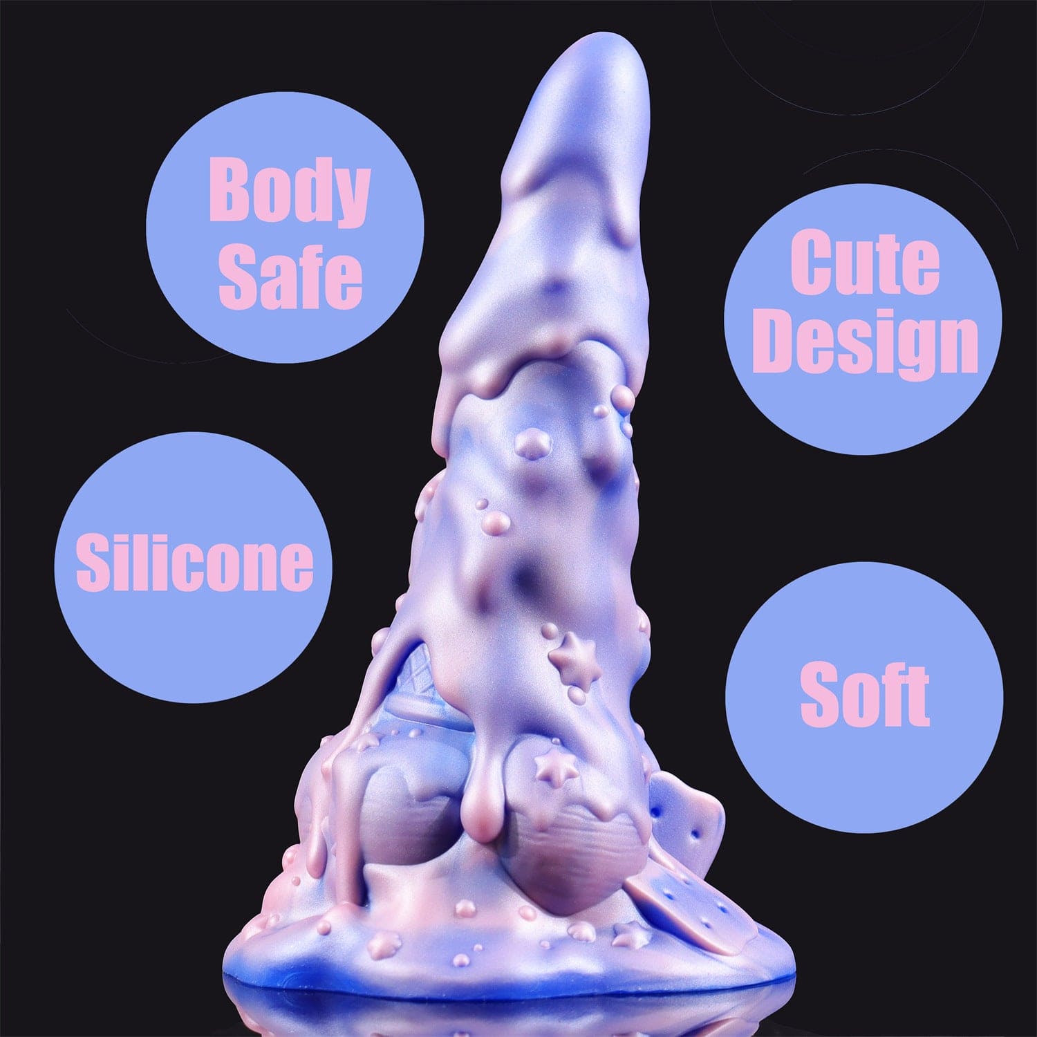 AIMITEX 7.48-inch Rainbow Ice Cream Liquid Silicone Fantasy Dildo Masturbation Massager - Lurevibe