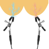BDSM Electric Shock Nipple Clitoral Clip Chain