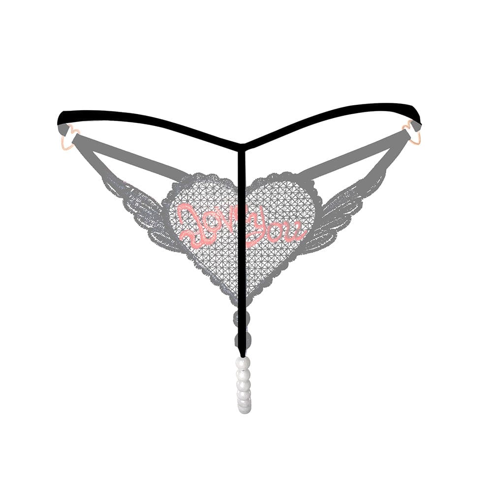 "Love You" Sexy Open Crotch Mesh Underwear With Pearls - Lurevibe