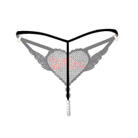 "Love You" Sexy Open Crotch Mesh Underwear With Pearls - Lurevibe