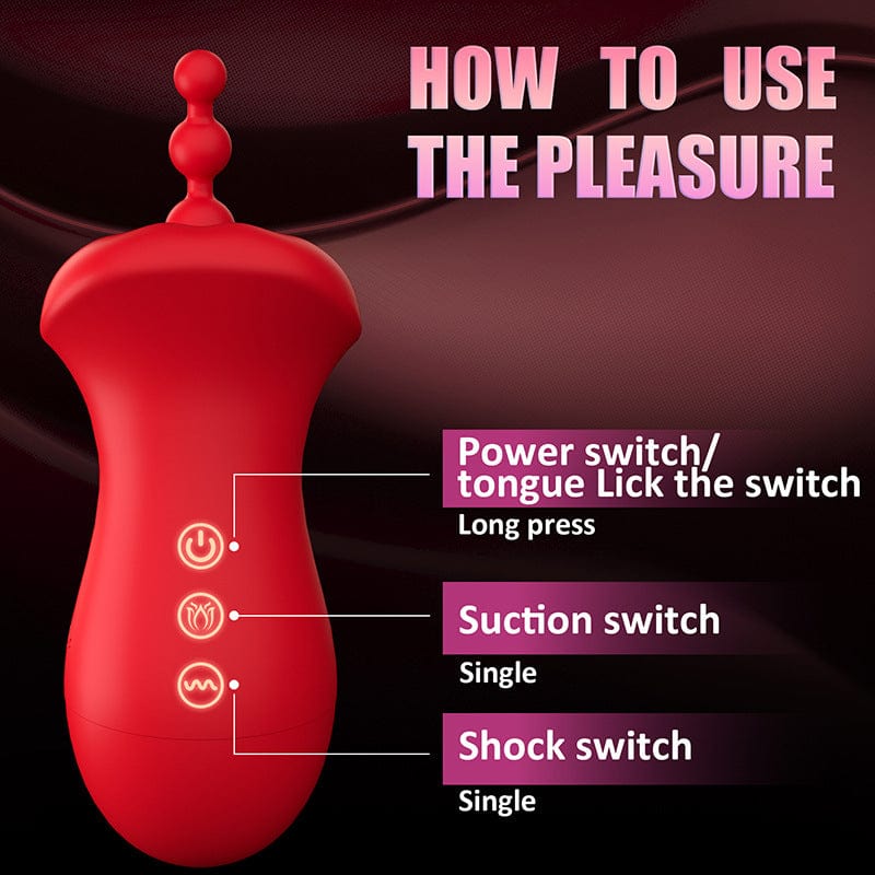 Big Mouth Clitoris Suction Anal Bead Vibrator with 10 Tongue Licking Modes - Lurevibe