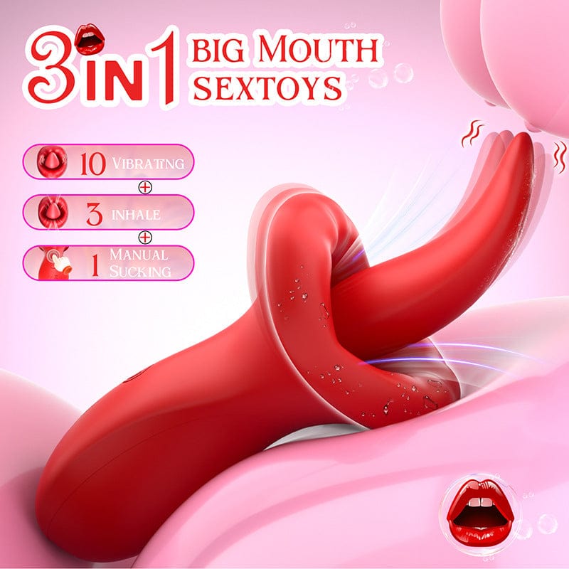 Big Mouth Clitoris Suction G Spot Vibrator with 10 Tongue Licking Modes - Lurevibe