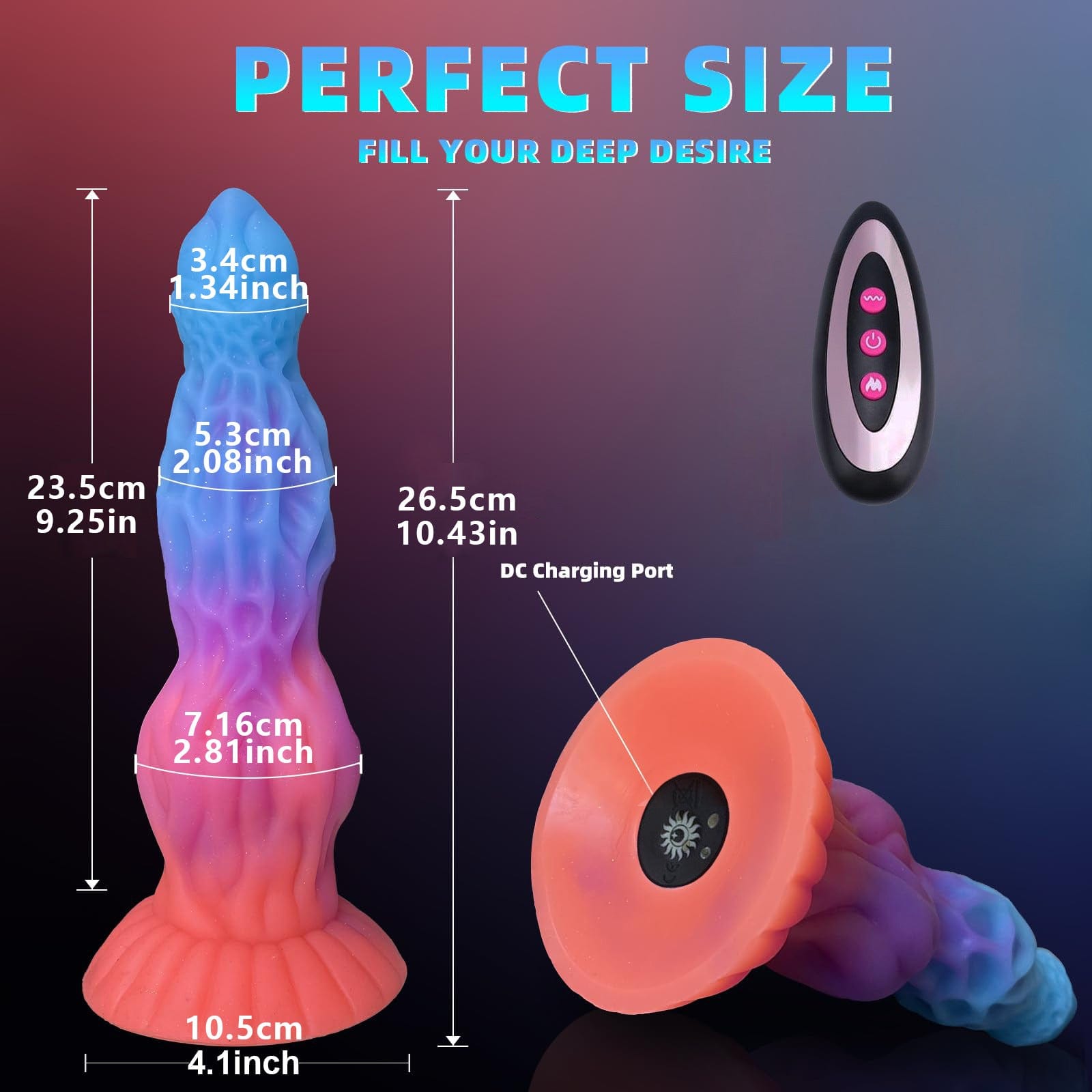 10.6In Luminous Dragon Monster Dildo Vibrator Remote Control With 10 Thrusting & Vibration - Lurevibe