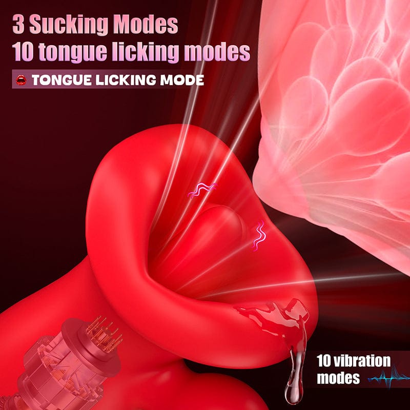Big Mouth Clitoris Suction Anal Bead Vibrator with 10 Tongue Licking Modes - Lurevibe