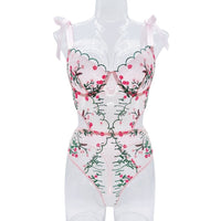 French Lingerie Embroidery See-through Mesh Sexy Female Erotic Set - Lurevibe