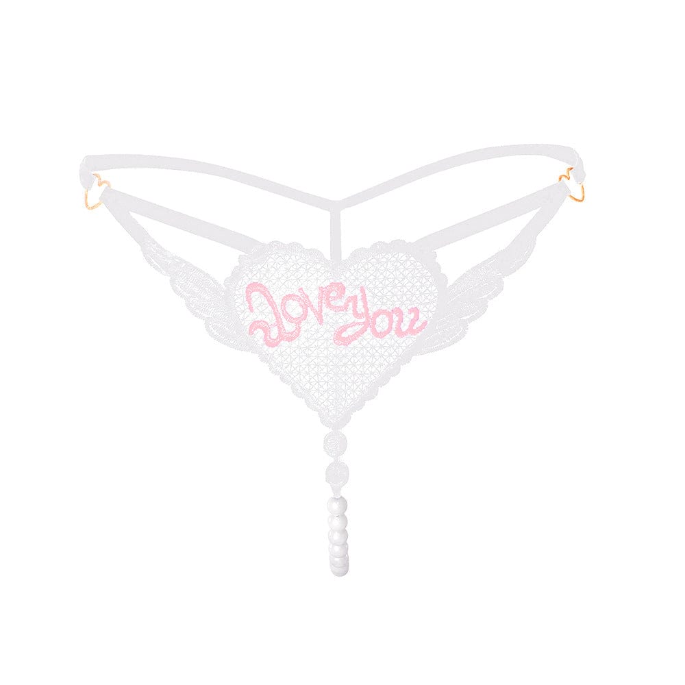"Love You" Sexy Open Crotch Mesh Underwear With Pearls - Lurevibe