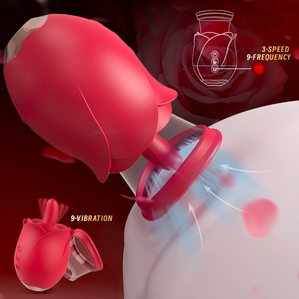 Vortex - Purple Rose Sucking Licking Vibrator With Detachable Cup - Lurevibe