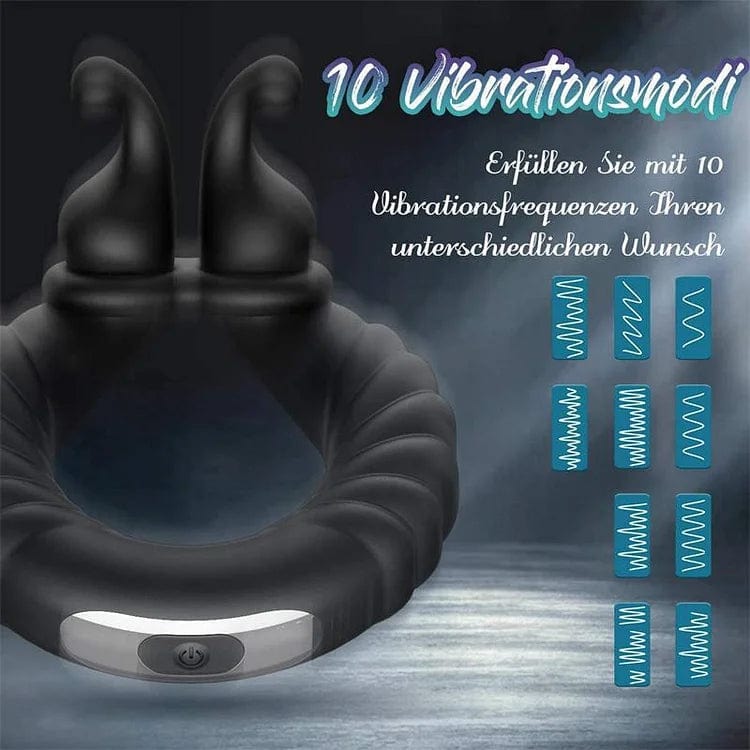 Lurevibe - Vibrating Dual Penis Ring Dildo Stretchy Cock Ring - Lurevibe