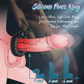 Lurevibe - Vibrating Dual Penis Ring Dildo Stretchy Cock Ring - Lurevibe