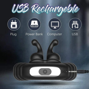 Lurevibe - Vibrating Dual Penis Ring Dildo Stretchy Cock Ring - Lurevibe