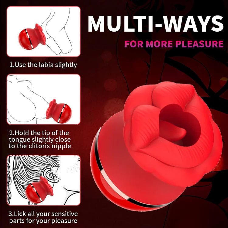 Lurevibe - Rose Lip Suction Tongue Licking Massager Clitoral Stimulator - Lurevibe
