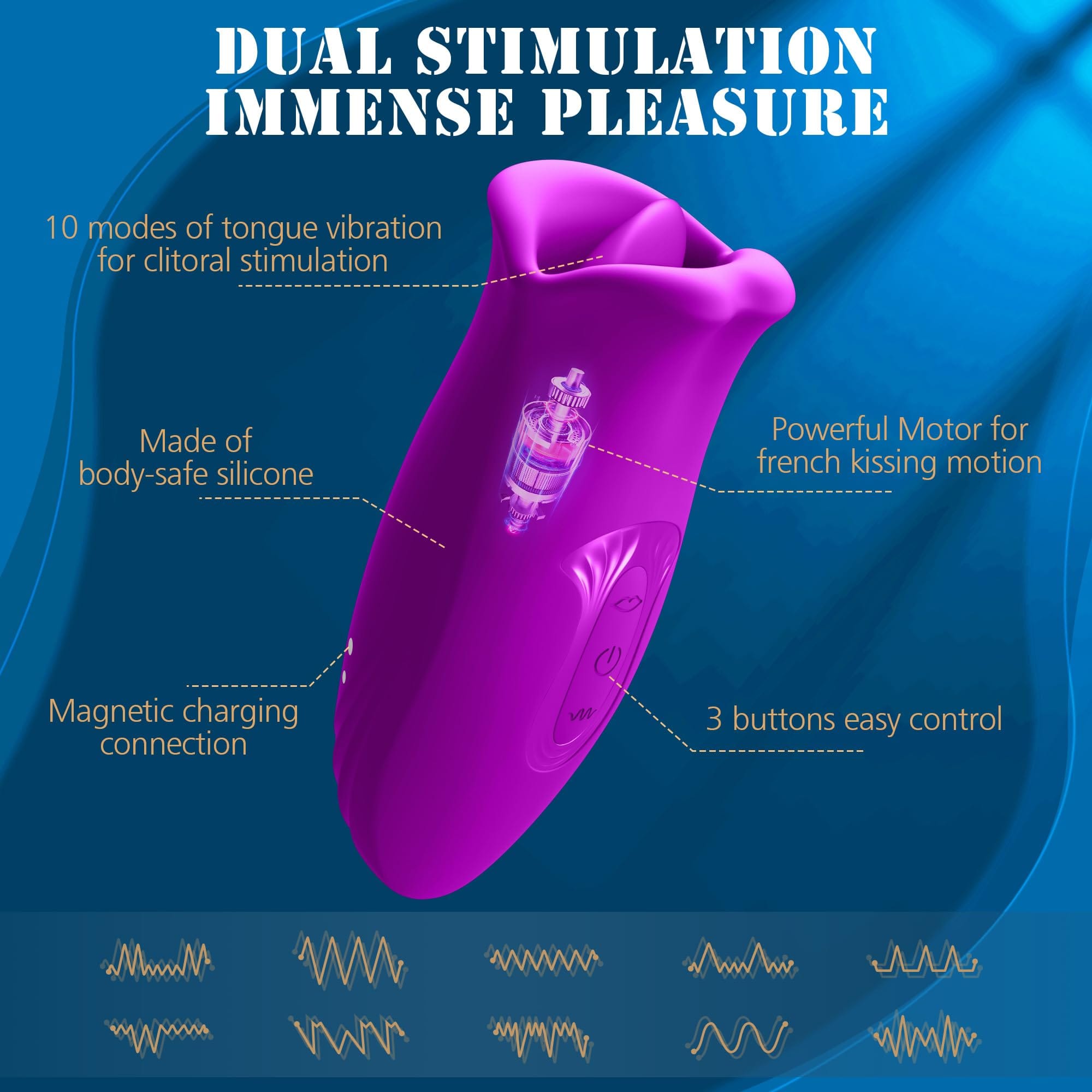 Lurevibe - Rose Kiss 10 Biting & 10 Vibrating Modes Stimulate Nipple Clitoral Women Vibrator - Lurevibe
