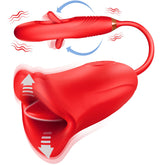 Lurevibe - Rose Muncher Lip Tongue Suction Vibrator With Patting Dildo Vibrator - Lurevibe