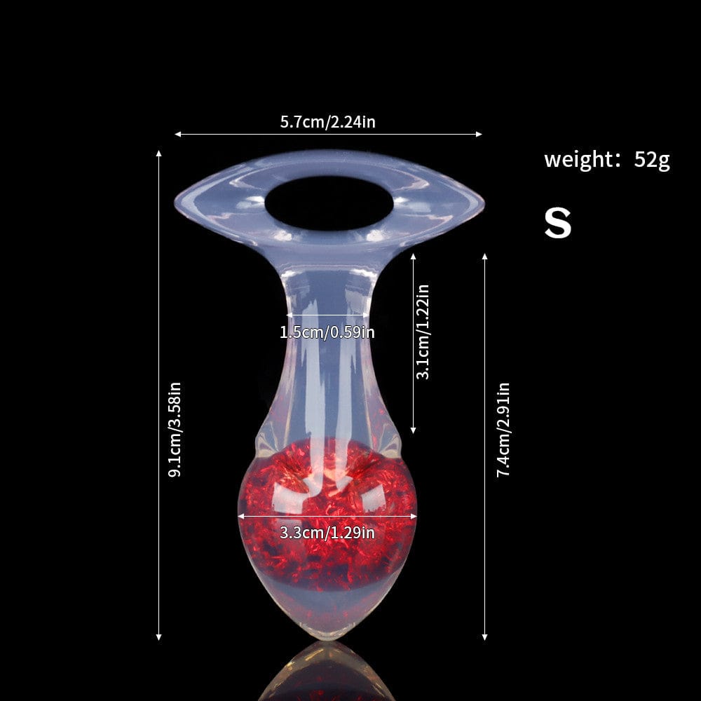 Aurora Drill Bit Crystal Silicone Anal Plug with Oval Pull Loop - Lurevibe