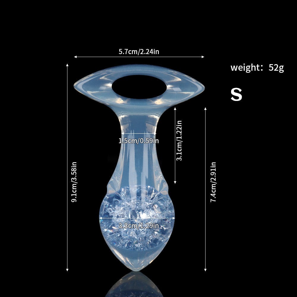 Aurora Drill Bit Crystal Silicone Anal Plug with Oval Pull Loop - Lurevibe