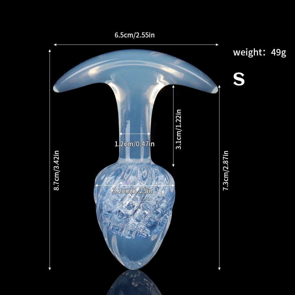 Aurora Ice Cream Spiral Textured Crystal Anal Plug with T-Bar Base - Lurevibe
