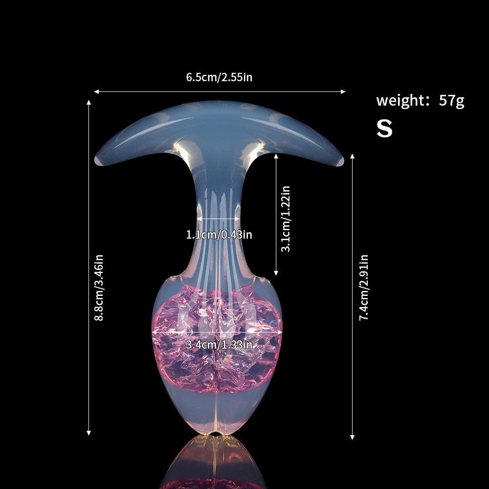 Aurora Bean Sprout Crystal Silicone Anal Plug with T-Bar Base - Lurevibe
