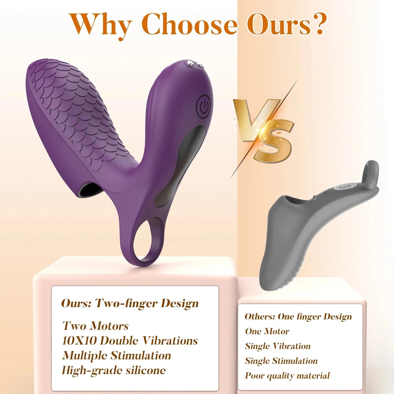 Upgraded 2-in-1 Double Vibration Finger Vibrator for G spot Clitoral Stimulation - Lurevibe