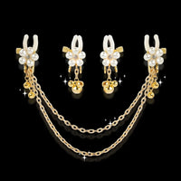Pearl Petals Bells Nipple Clamps with Chain - Lurevibe
