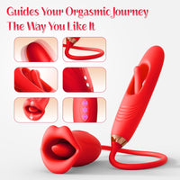 Lurevibe - Rose Muncher Lip Tongue Suction Vibrator With Patting Dildo Vibrator - Lurevibe