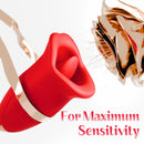 Lurevibe - Rose Muncher Lip Tongue Suction Vibrator With Patting Dildo Vibrator - Lurevibe