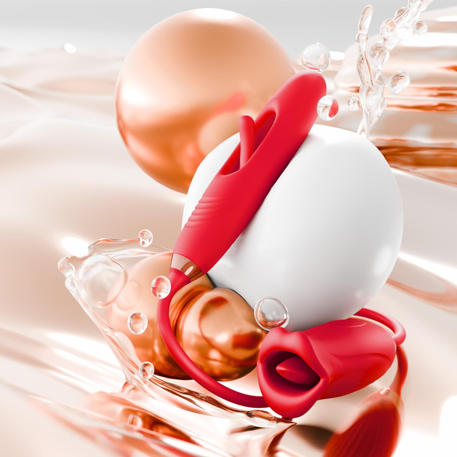 Lurevibe - Rose Muncher Lip Tongue Suction Vibrator With Patting Dildo Vibrator - Lurevibe