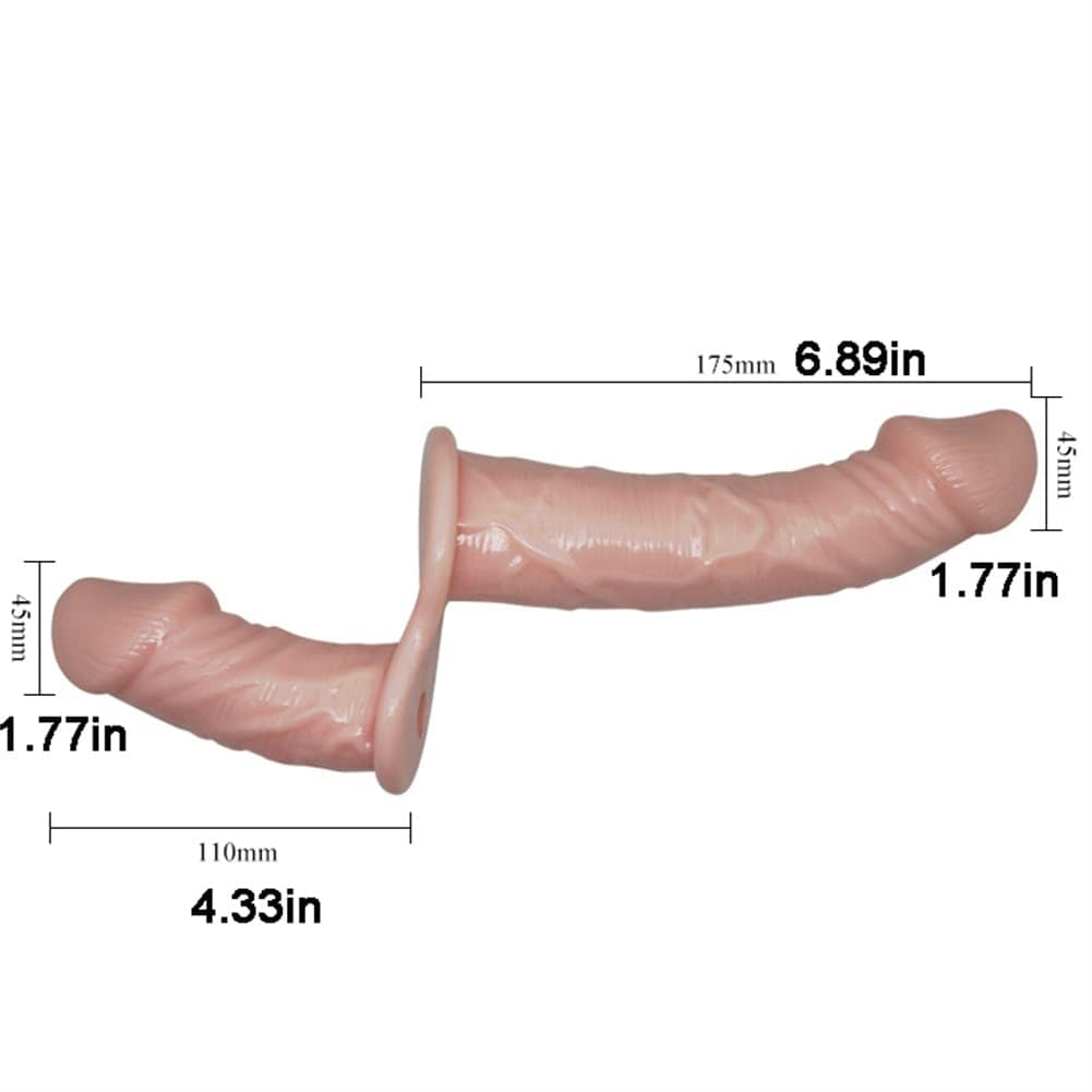 Vibrating Strap On Dildo Vibrator Double Dong with Adjustable Harness, MLSice Dual Penetration Harness Dildo Vibrator Female Couple Anal Sex Toy for Lesbians - Flesh - Lurevibe