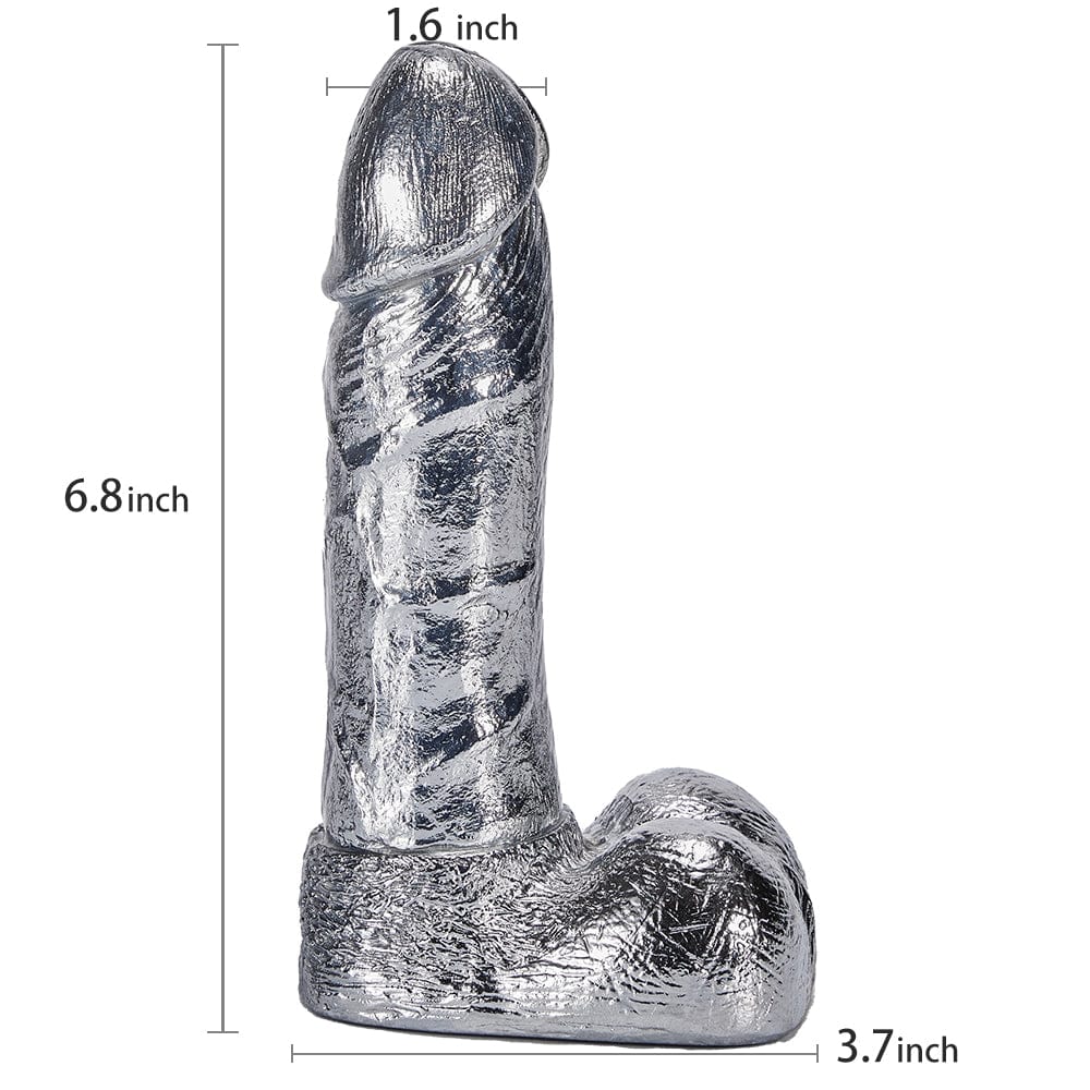 Silver Dildo 6.8 Inch G spot Monster Metal Dildo Sex Toy for Women - Lurevibe