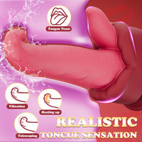 Realistic Tongue Thrusting Heating Fantasy Dildo With Suction Cup - Lurevibe