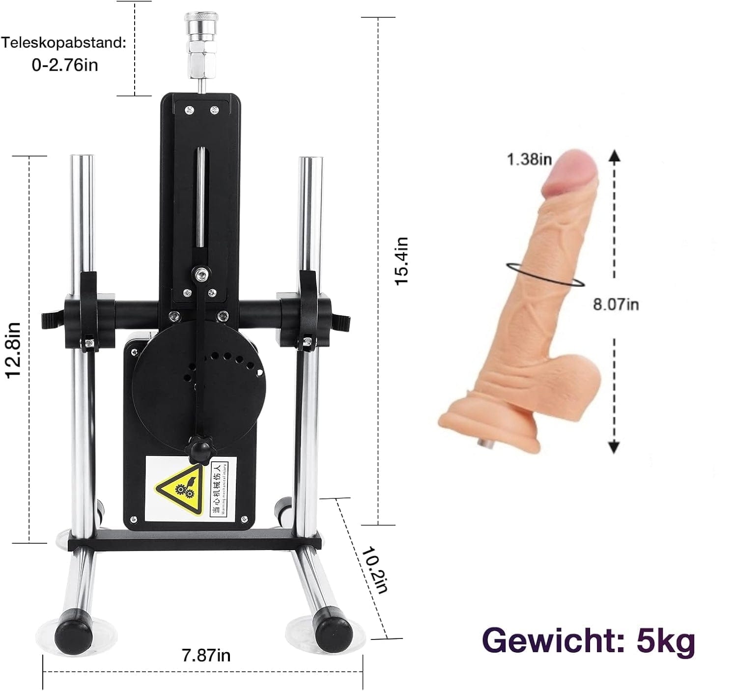 Silent sex machine 70W powerful 7cm adjustable premium thrust dildo machine 3 attachments - Lurevibe