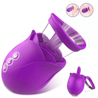 Vortex - Purple Rose Sucking Licking Vibrator With Detachable Cup - Lurevibe