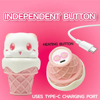 Peachy Bunny Ice Cream Cone Clitoral Suction Heating Vibrator - Lurevibe